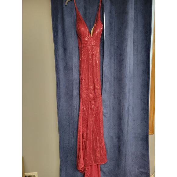 Cinderella Divine Maroon Burgundy Sequins Formal Dance Homecoming Dress Size 12 - Picture 2 of 7